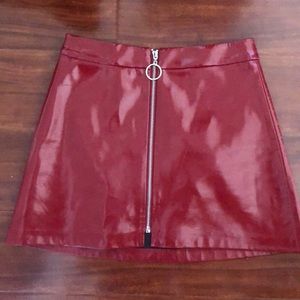 red leather skirt